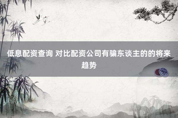 低息配资查询 对比配资公司有骗东谈主的的将来趋势