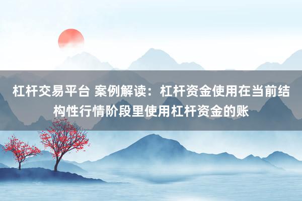 杠杆交易平台 案例解读：杠杆资金使用在当前结构性行情阶段里使用杠杆资金的账